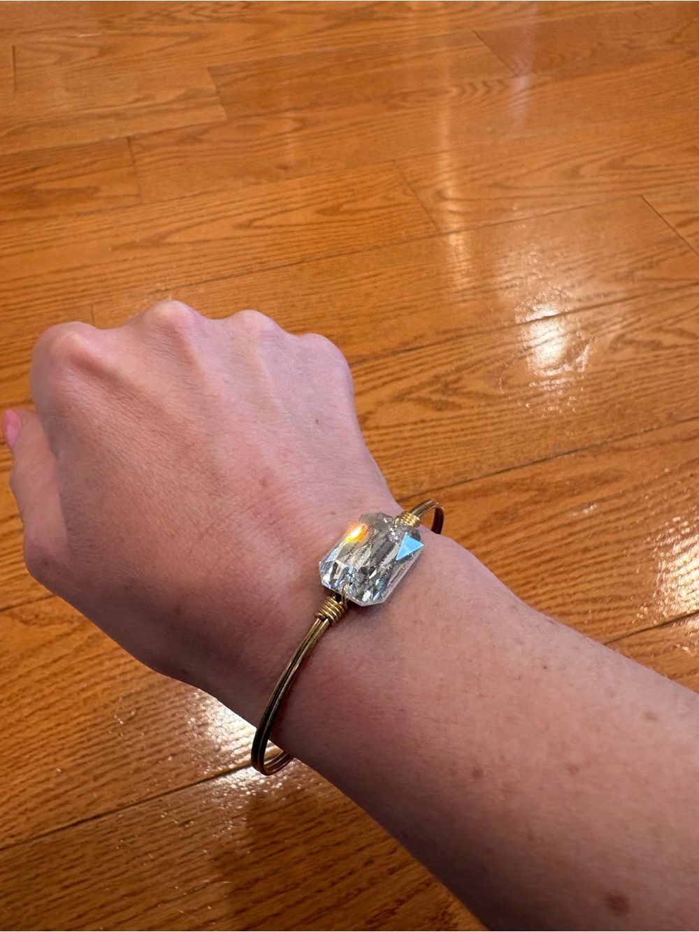 Luca + Danni Serenity Prayer Crystal Bangle Bracelet Gold Tone Quote